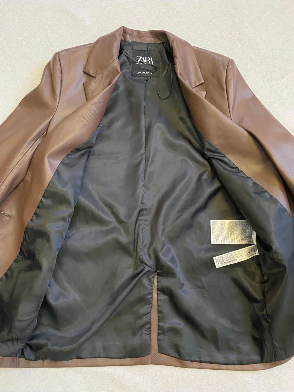 Zara Faux Leather Blazer Jacket Oversized